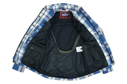 BSM1153 Armored Flannel Shirt - Blue, White & Maroon