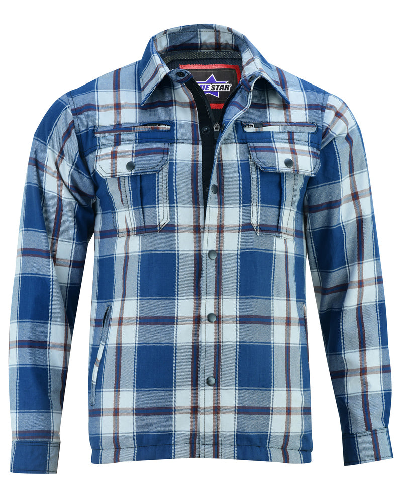 BSM1153 Armored Flannel Shirt - Blue, White & Maroon