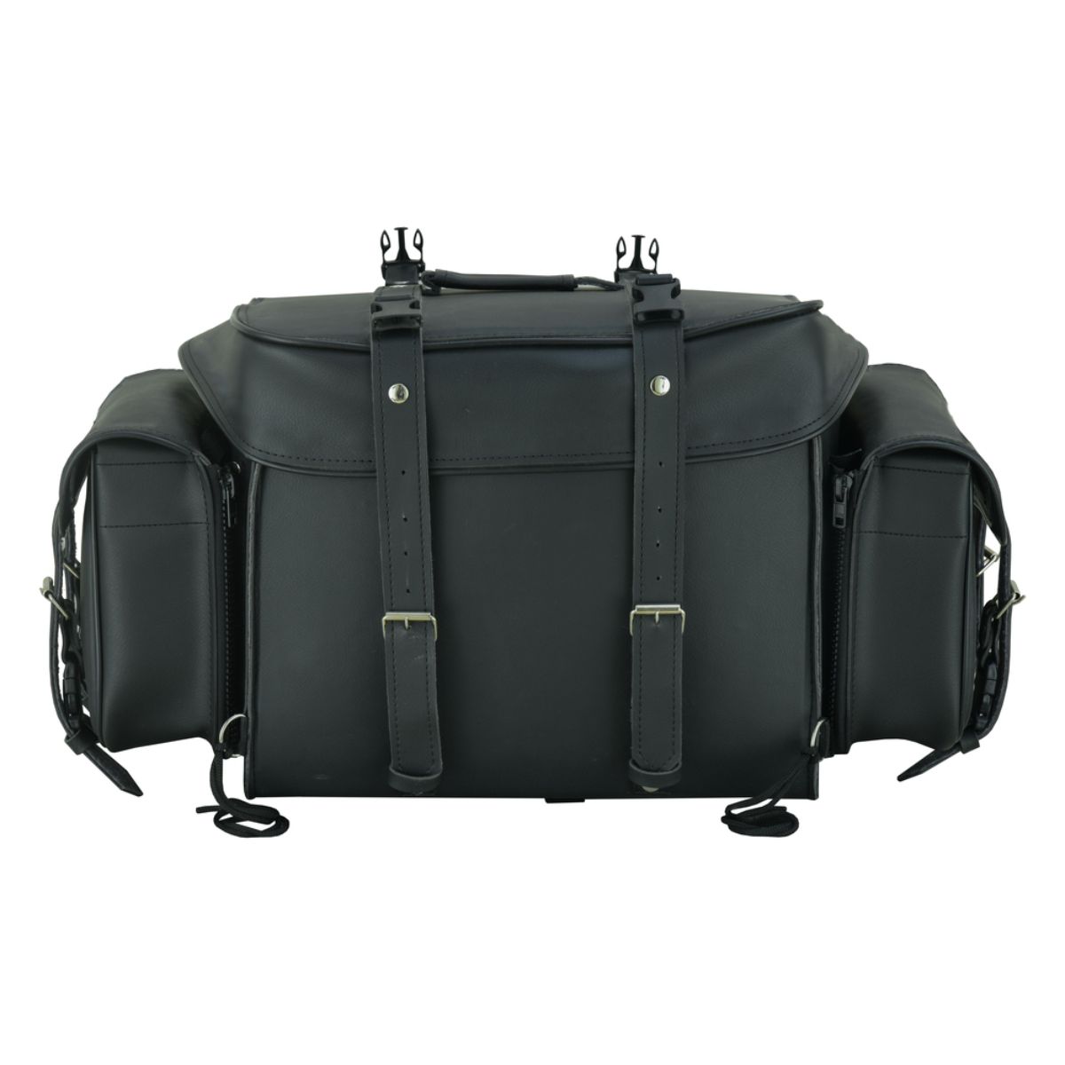 BSM4720 Leather Black PVC Large Four Piece Motorcycle Touring Tail Bag