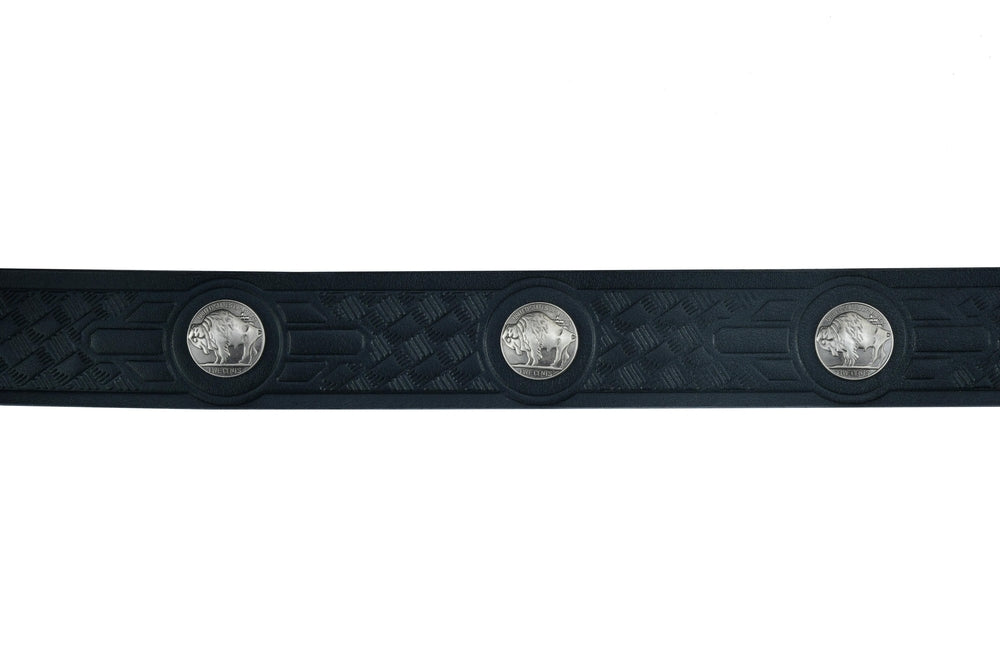 BSMLT2012 Classic Black Leather Belt with Buffalo Nickel