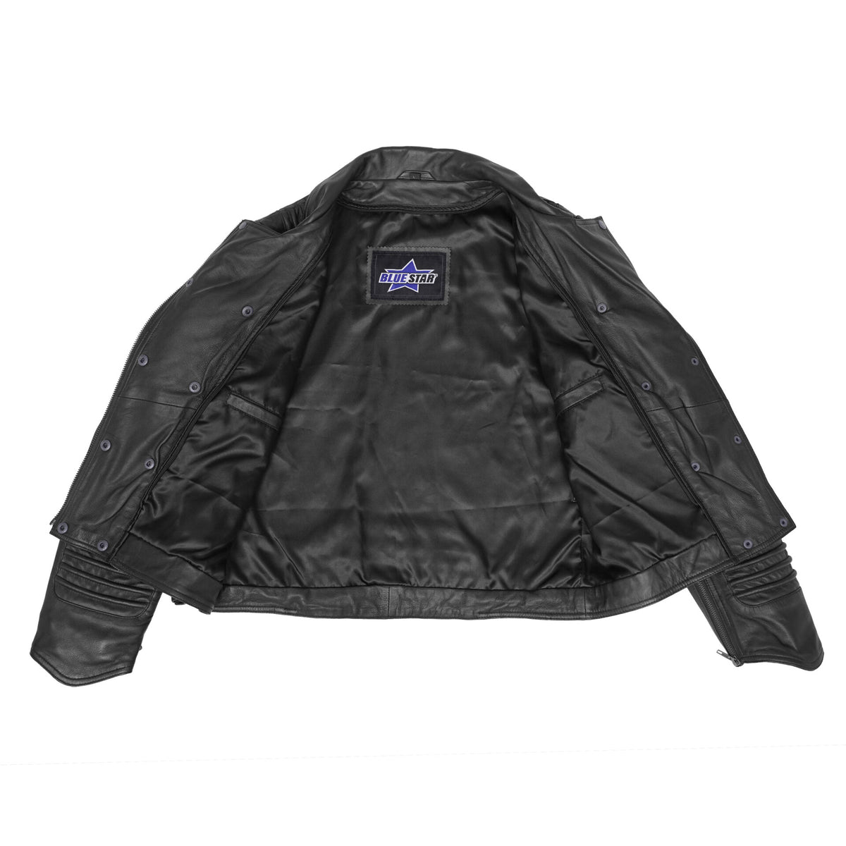 SHADOW QUEEN WOMEN’S BLACK FASHION LEATHER JACKET WITH RIBBED ACCENTS