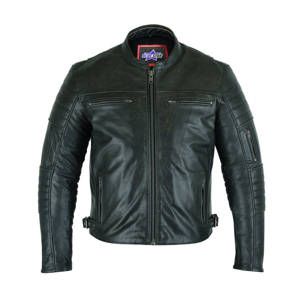 BSM1123 Men's Modern Crossover Scooter Jacket - Gun Metal Brown