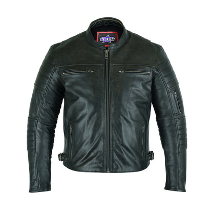 BSM1123 Men's Modern Crossover Scooter Jacket - Gun Metal Brown