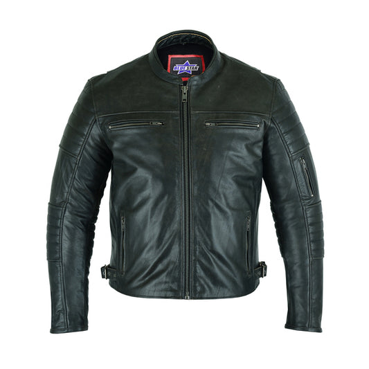 BSM1123 Men's Modern Crossover Scooter Jacket - Gun Metal Brown