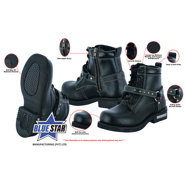 BSM3901 Women's Boots with Side Zipper and Single Strap