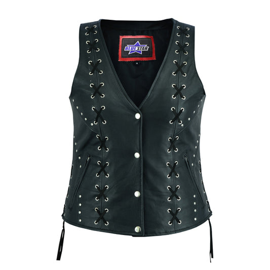 BSM2527 Women's Open neck Vest with Lacing Details