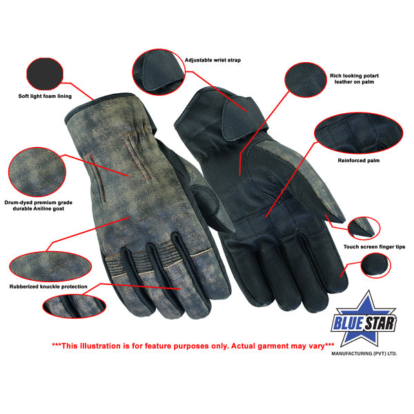 BSM3317 Men's Feature-Packed Washed-Out Brown Rakish Glove