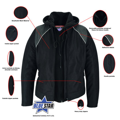 BSM2120 Women's Mesh 3-in-1 Riding Jacket (Black/Black Tone Reflective)