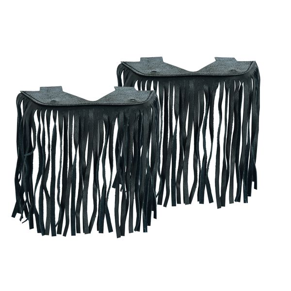 BSM4700 BLACK LEATHER FLOOR BOARDS WITH FRINGE - SMALL