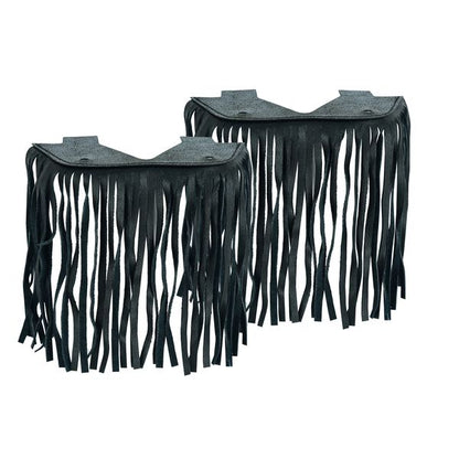 BSM4700 BLACK LEATHER FLOOR BOARDS WITH FRINGE - SMALL