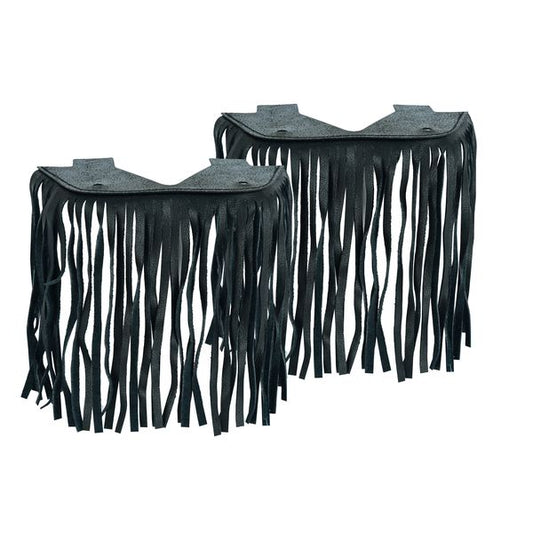 BSM4700 BLACK LEATHER FLOOR BOARDS WITH FRINGE - SMALL