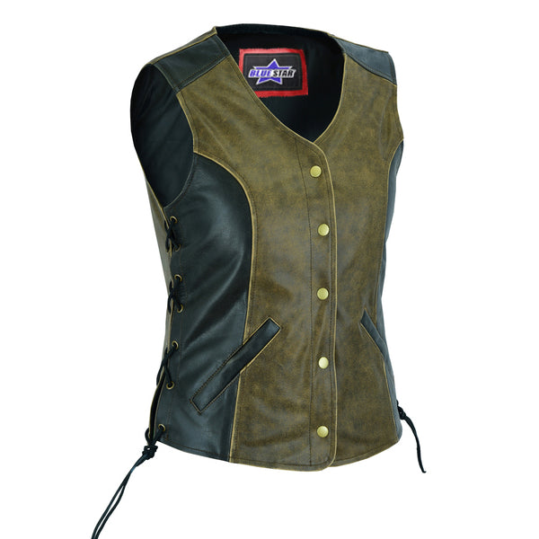 BSM2540 Women's Stylish Longer Body &frac34; Vest - Side Laces - Two T