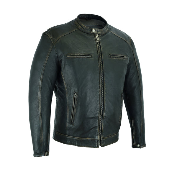 BSM1127 Men's Cruiser Jacket in Lightweight Drum Dyed Distressed Naked