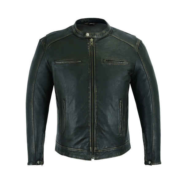 BSM1127 Men's Cruiser Jacket in Lightweight Drum Dyed Distressed Naked