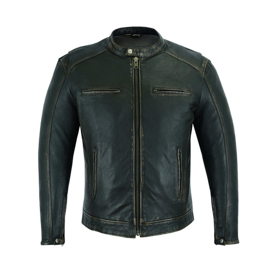 BSM1127 Men's Cruiser Jacket in Lightweight Drum Dyed Distressed Naked