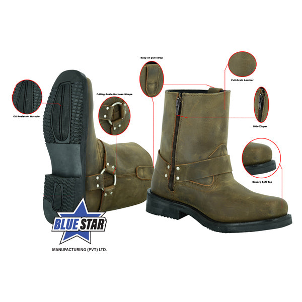 BSM4105 Men's Side Zipper Waterproof Boots- Brown