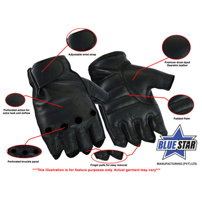 BSM3350 Men's Advance Deer Skin Fingerless Gloves
