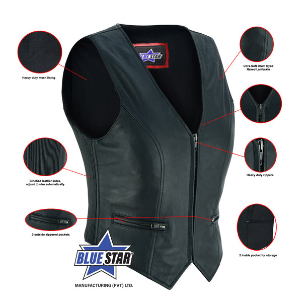 BSM2508 Women's Stylish Lightweight Zipper Front Vest