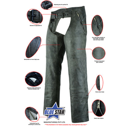 BSM3116 Unisex Double Deep Pocket Thermal Lined Chaps - GRAY