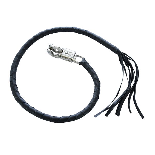 BSM4703 LEATHER BIKER WHIP - BLACK