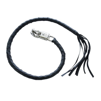 BSM4703 LEATHER BIKER WHIP - BLACK