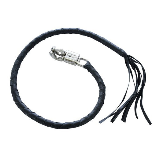 BSM4703 LEATHER BIKER WHIP - BLACK