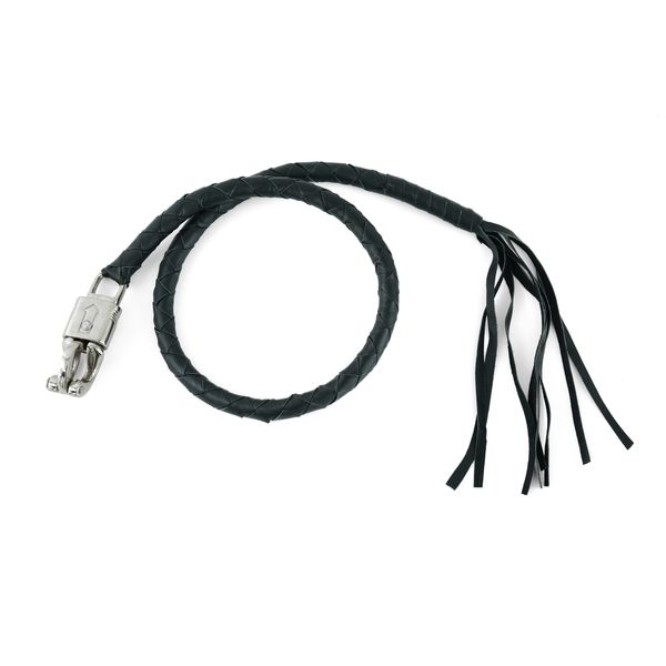 BSM4703 LEATHER BIKER WHIP - BLACK