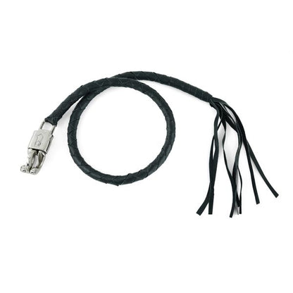 BSM4703 LEATHER BIKER WHIP - BLACK
