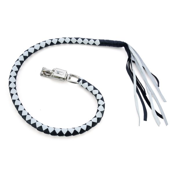BSM4713 LEATHER BIKER WHIP–WHITE/BLACK