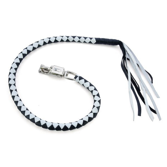 BSM4713 LEATHER BIKER WHIP–WHITE/BLACK