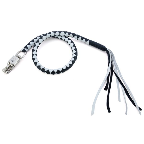 BSM4713 LEATHER BIKER WHIP–WHITE/BLACK