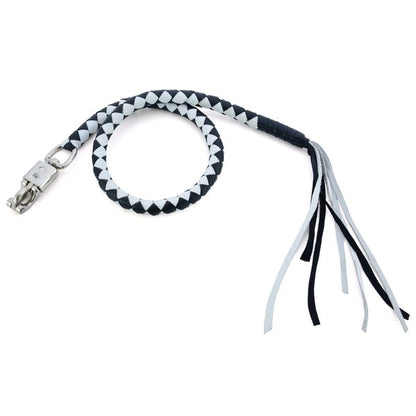BSM4713 LEATHER BIKER WHIP–WHITE/BLACK