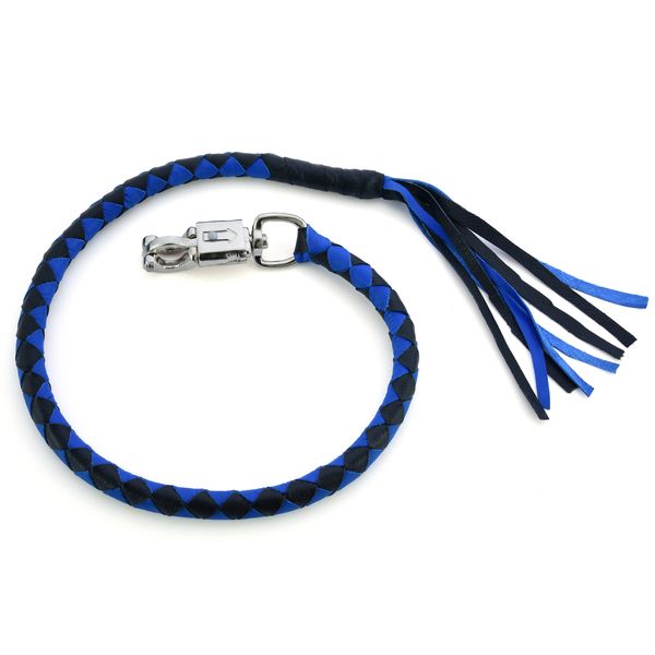BSM4714 LEATHER BIKER WHIP–BLUE/BLACK