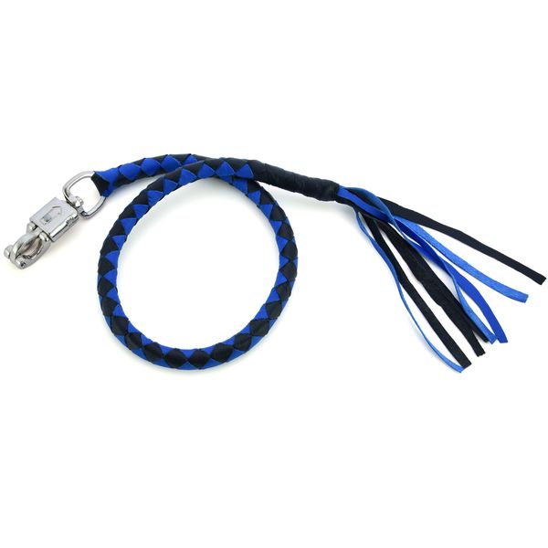 BSM4714 LEATHER BIKER WHIP–BLUE/BLACK