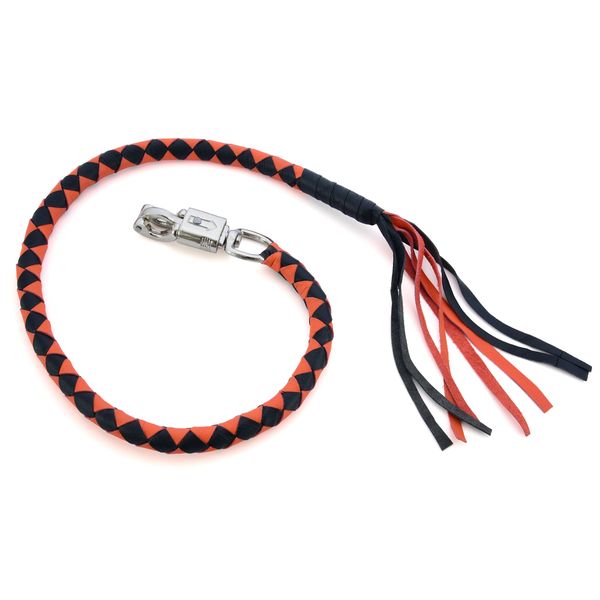 BSM4711 LEATHER BIKER WHIP–ORANGE/BLACK