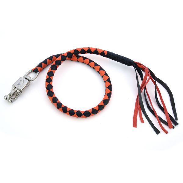 BSM4711 LEATHER BIKER WHIP–ORANGE/BLACK
