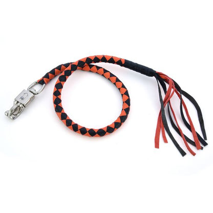 BSM4711 LEATHER BIKER WHIP–ORANGE/BLACK