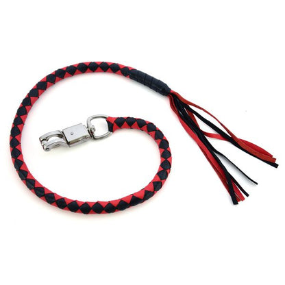 BSM4712 LEATHER BIKER WHIP–RED/BLACK