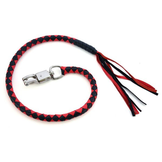 BSM4712 LEATHER BIKER WHIP–RED/BLACK