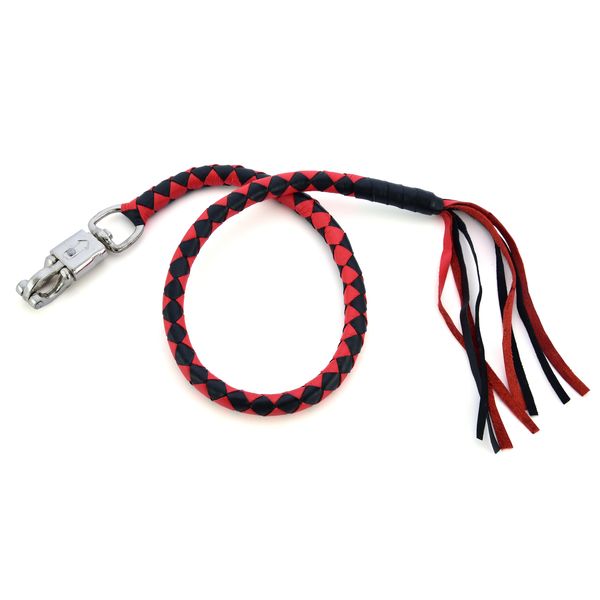 BSM4712 LEATHER BIKER WHIP–RED/BLACK