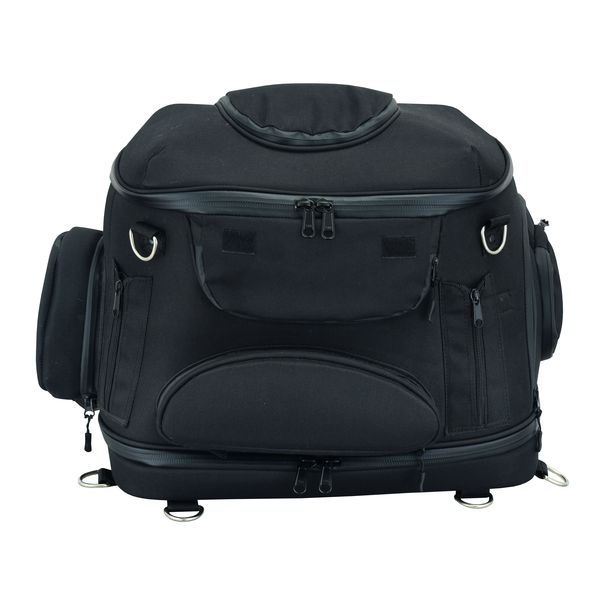 BSM4523 BLACK HEAVY DUTY TEXTILE MOTORCYCLE PET CARRIER SISSY BAR BAG