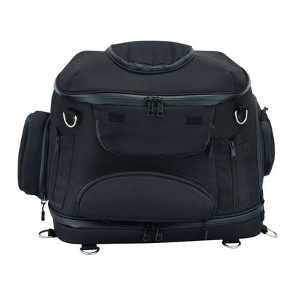 BSM4523 BLACK HEAVY DUTY TEXTILE MOTORCYCLE PET CARRIER SISSY BAR BAG