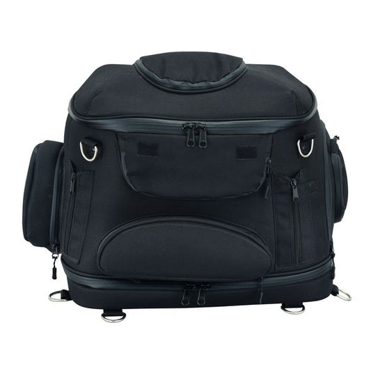 BSM4523 BLACK HEAVY DUTY TEXTILE MOTORCYCLE PET CARRIER SISSY BAR BAG