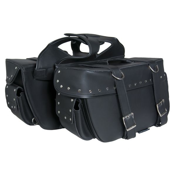 BSM4535 TWO STRAP SADDLE BAG W/ STUDS