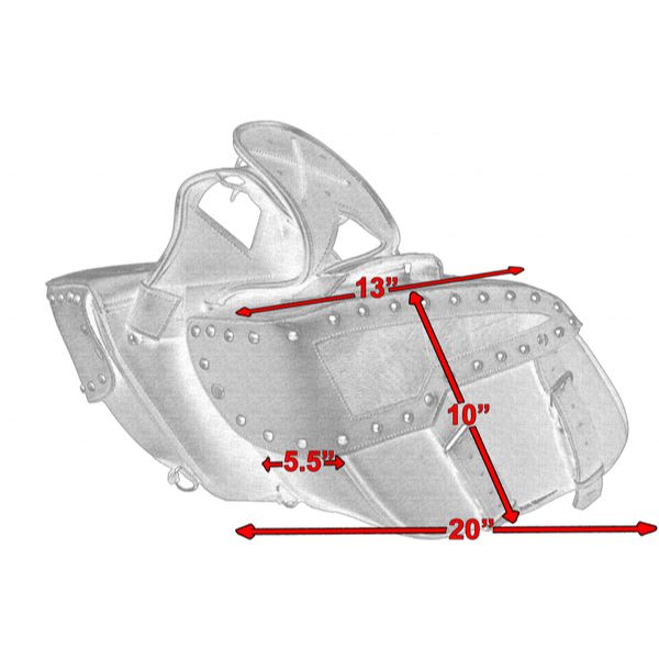 BSM4539 TWO STRAP SADDLE BAG W/ STUDS
