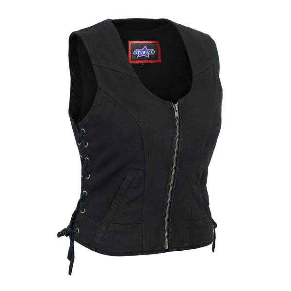 BSM2507 Women's Stylish Black Denim Vest