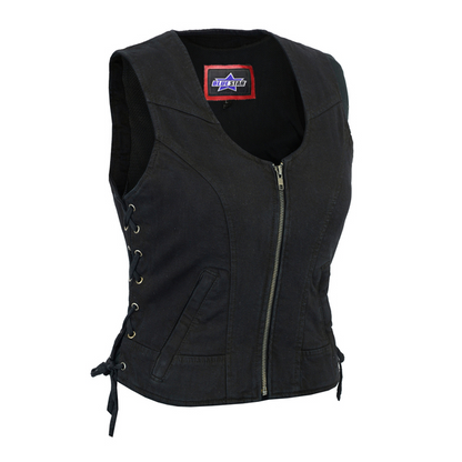 BSM2507 Women's Stylish Black Denim Vest