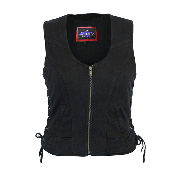 BSM2507 Women's Stylish Black Denim Vest