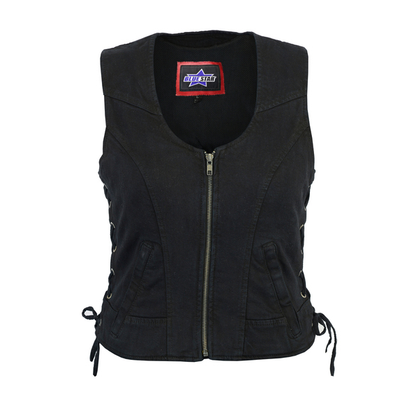 BSM2507 Women's Stylish Black Denim Vest