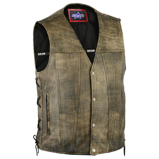 BSM1503 Men's Antique Brown Single Back Panel Concealed Carry Vest